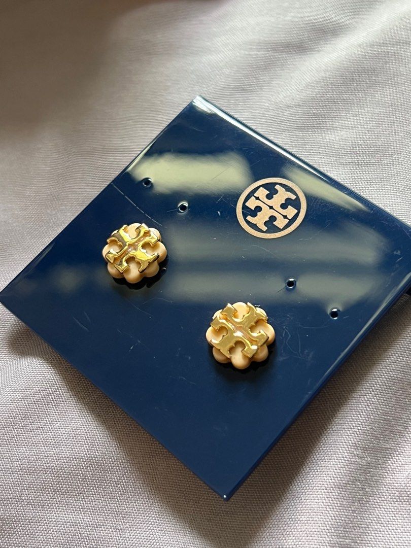 Tory burch logo cheap flower resin stud earring