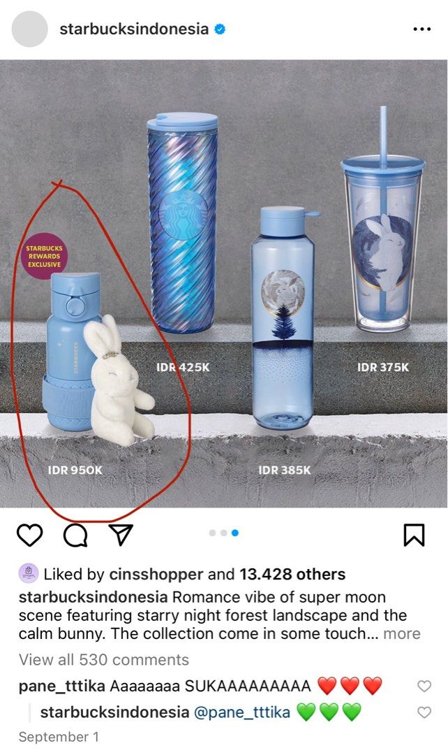 [Under Market] Tumbler Starbucks Supermoon And The Bunny Edition