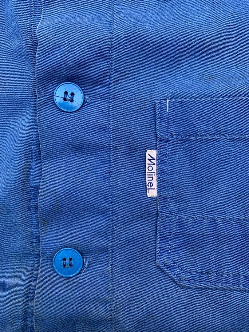 Vintage 70s 80s Molinel French Work Blue Jacket Fesyen Pria