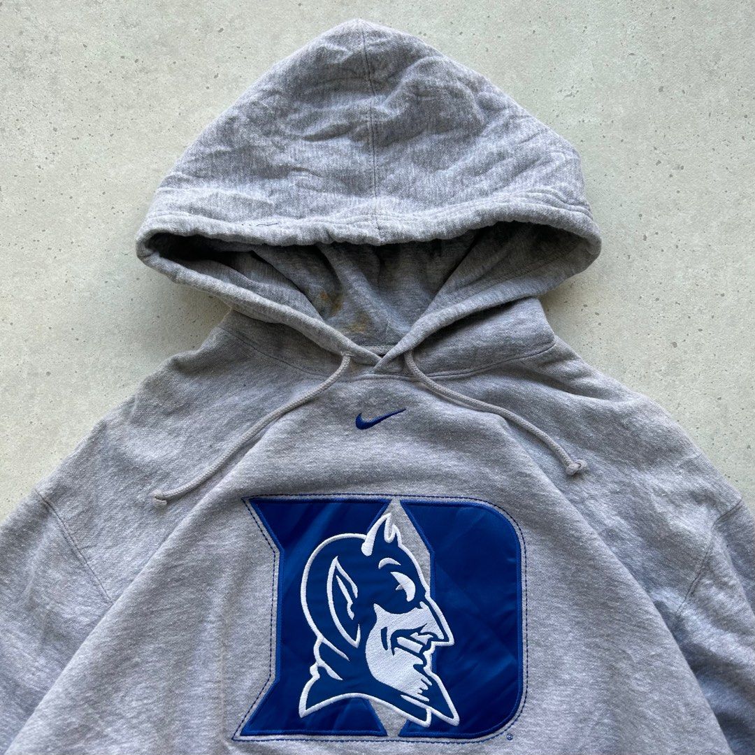 vintage nike team duke center swoosh heather grey hoodie Men s