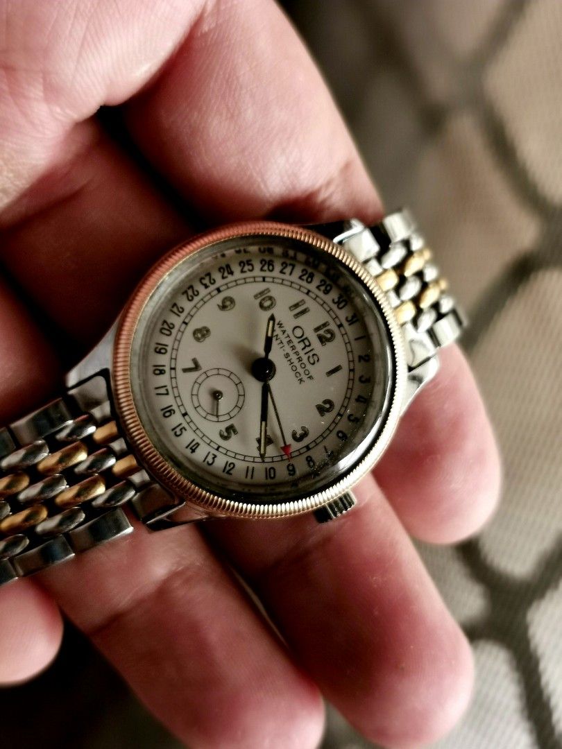 Vintage Oris Pointer Date Military sub small second Manual Wind