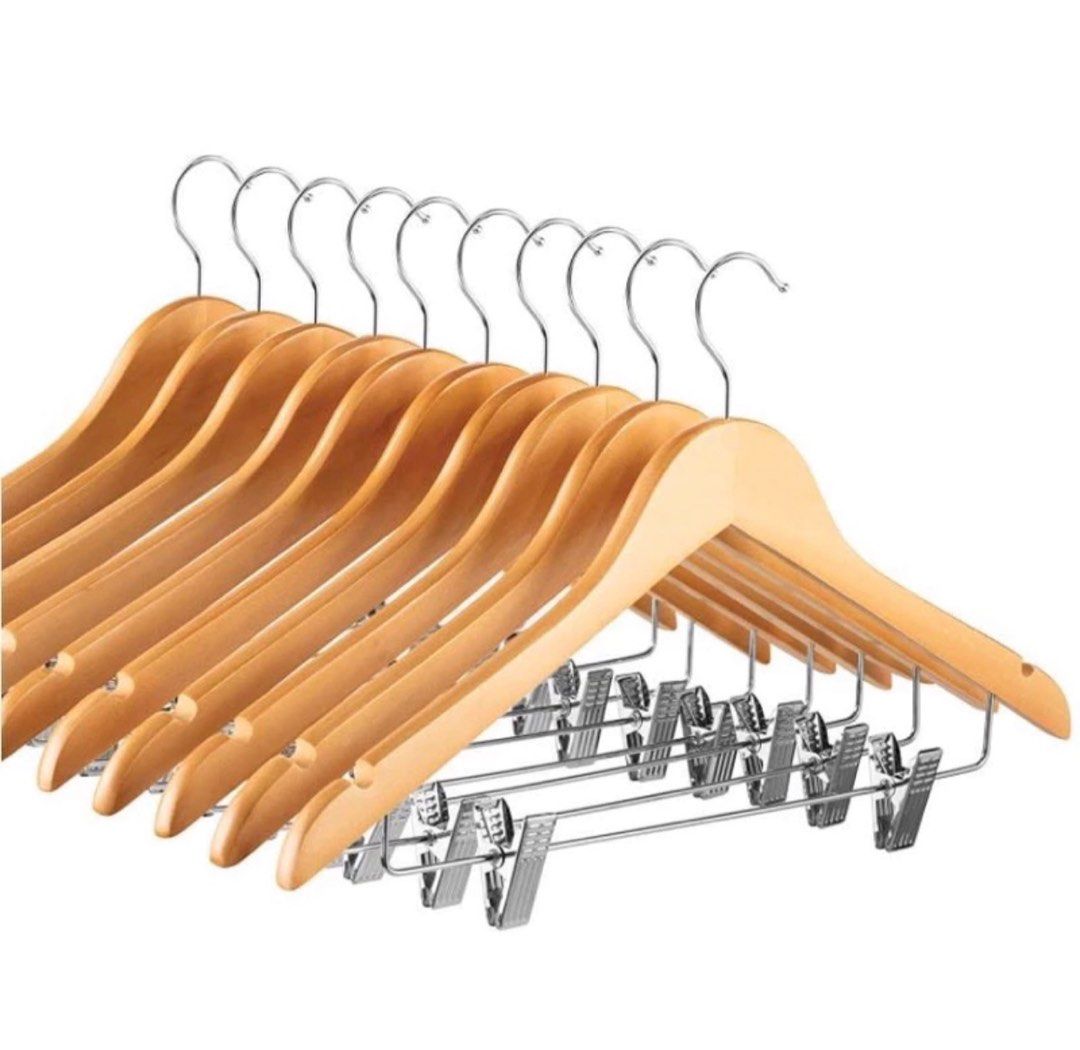 wooden hangers with clip (Category: Clothes Drying Rack) located in Makati City. Submitted by _wardrobecleanse (Listing ID 1267236197, Image 2). Description: Selling at SRP because extra. I have 15pcs.