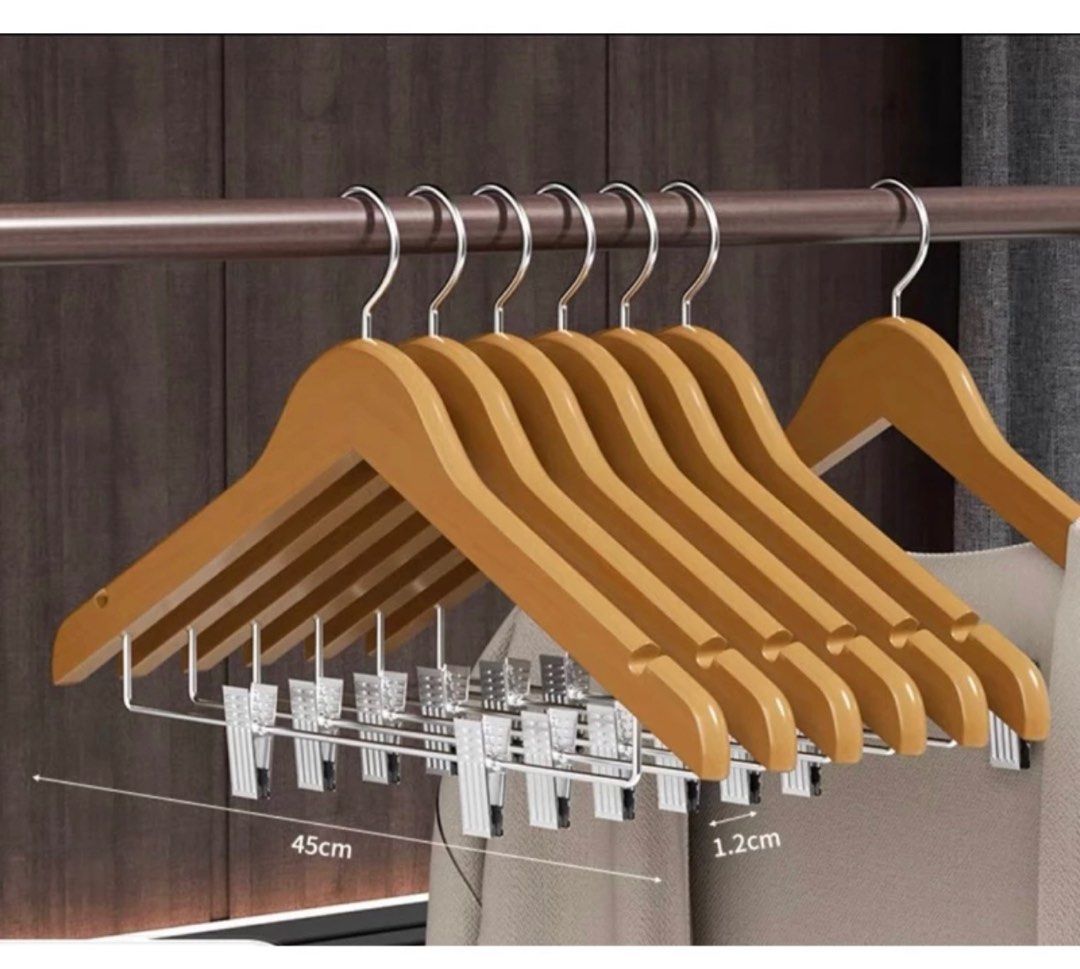 wooden hangers with clip (Category: Clothes Drying Rack) located in Makati City. Submitted by _wardrobecleanse (Listing ID 1267236197, Image 1). Description: Selling at SRP because extra. I have 15pcs.