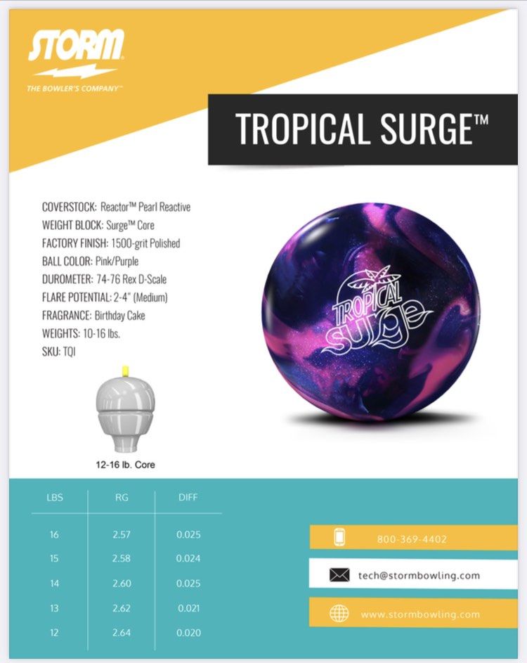 wts storm tropical surge bowling ball (14 pounds), Sports Equipment, Sports & Games, Billiards