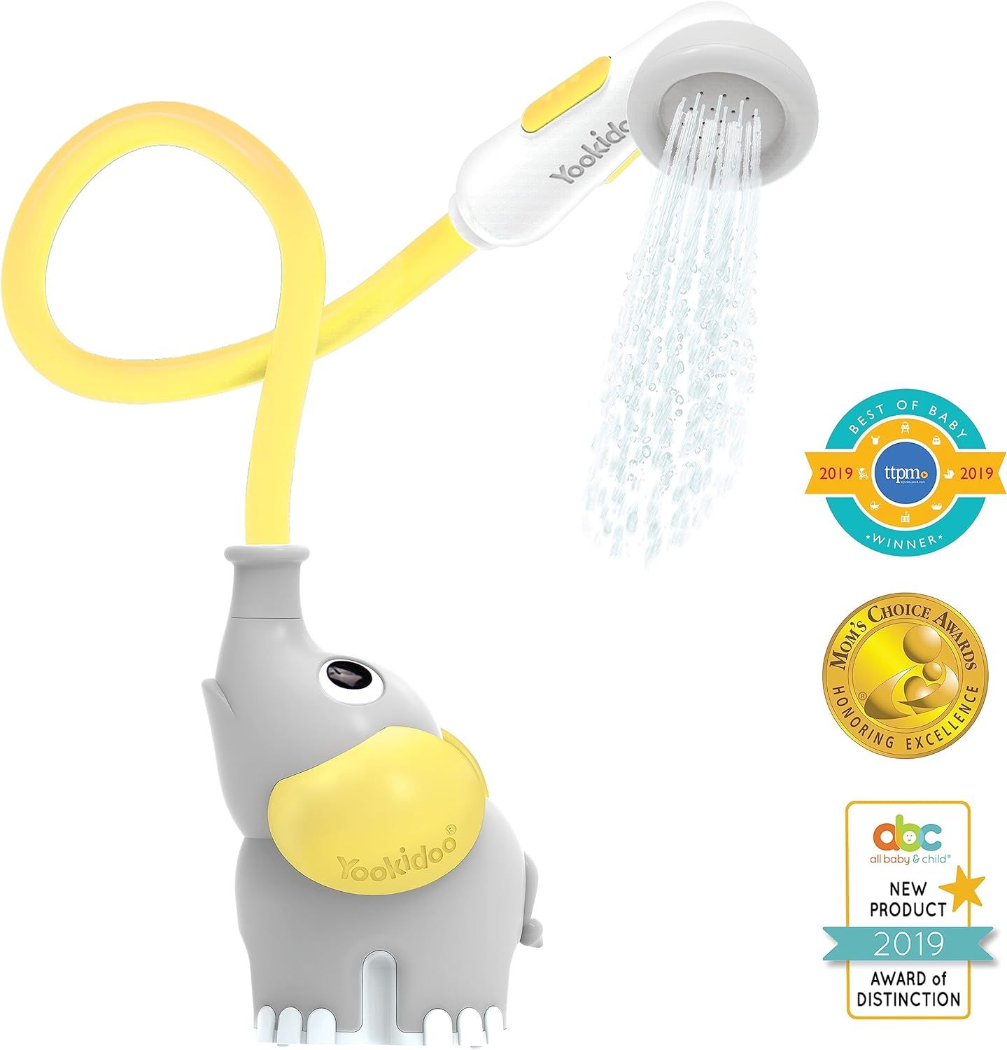 Yookidoo Baby Bath Shower Head Elephant Water Pump with Trunk Spout