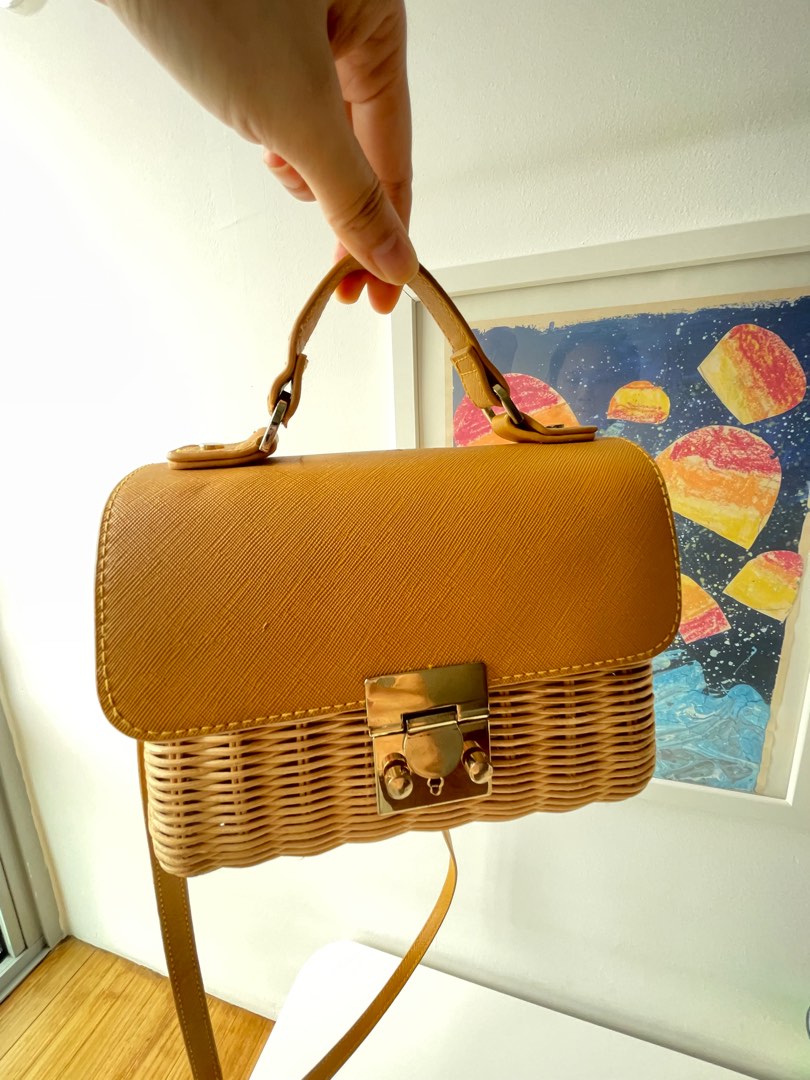 Zara rattan basket bag, Women's Fashion, Bags & Wallets, Shoulder Bags