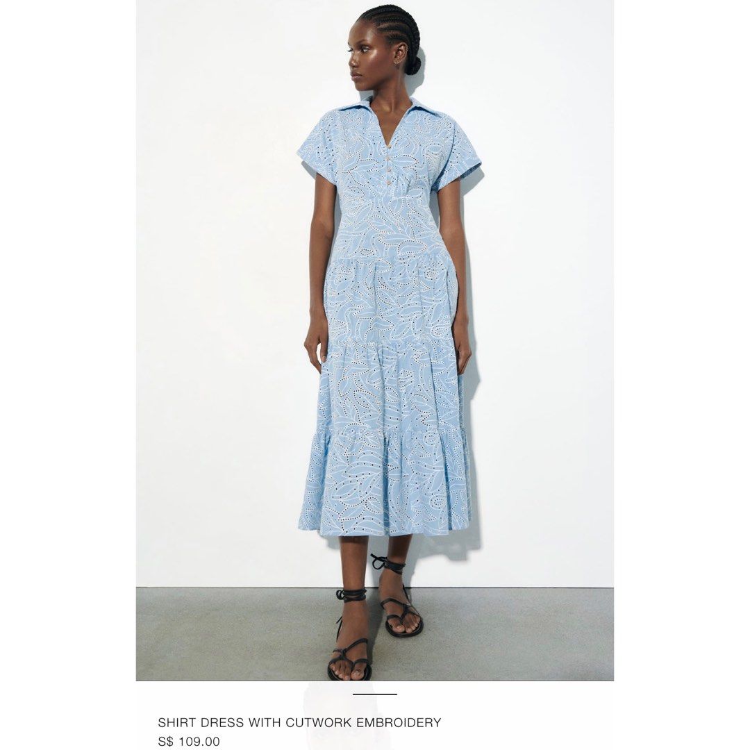 Zara dress with cutwork embroidery clearance
