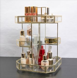 360 Glass Rotating Makeup Cosmetic Organizer Desk Storage