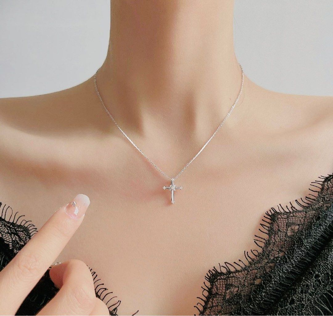 1pc S925 Silver Cross Pendant Necklace For Women, Suitable For Daily Wear |  SHEIN USA