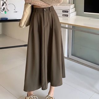 咖啡色百搭長裙  後鬆緊