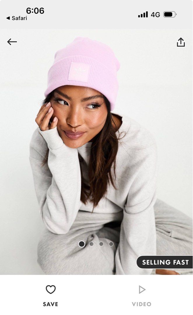 Adidas baby pink trefoil beanie
