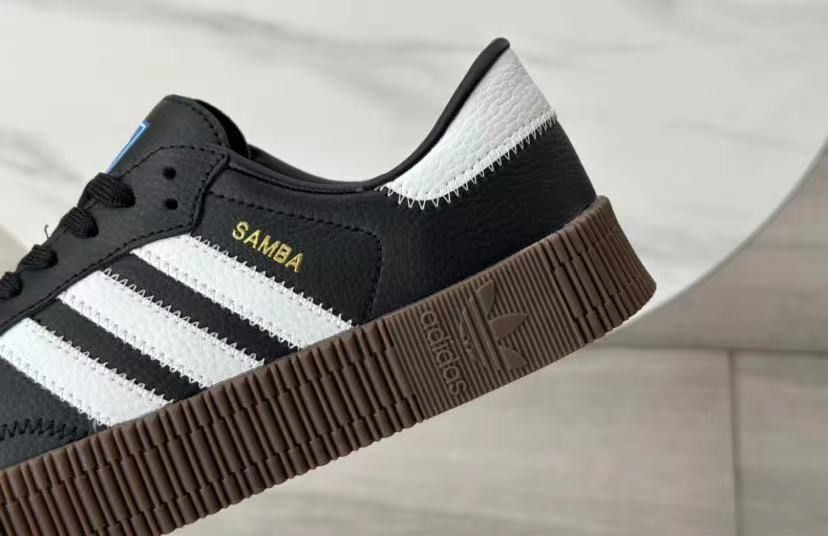 Adidas originals samba rose sneakers in white with dark gum sole top