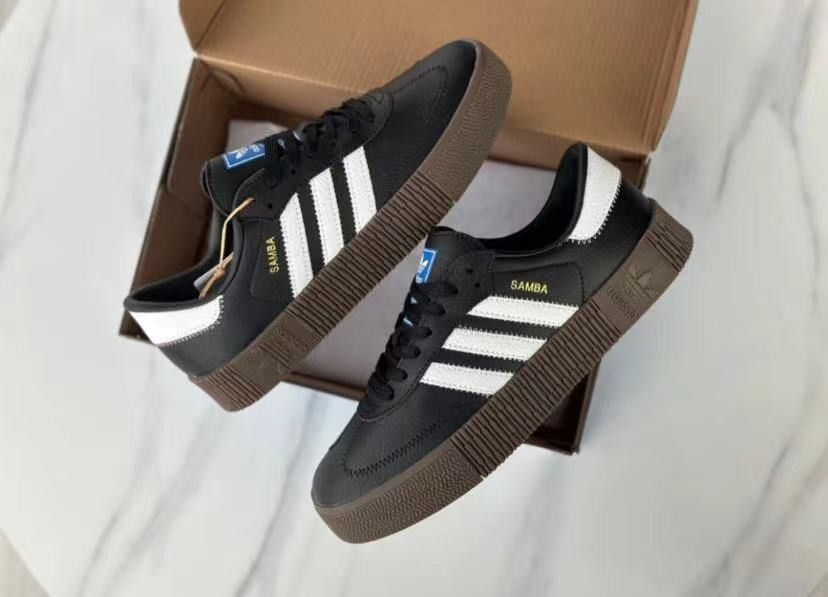Adidas originals samba rose sneakers in black with dark gum sole hotsell