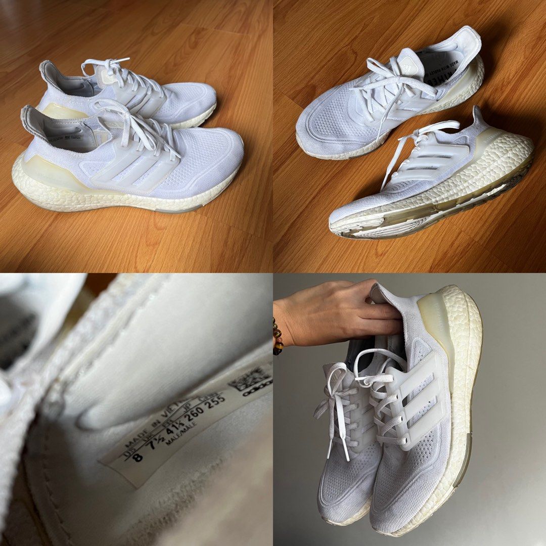 Adidas Ultraboost Triple White 2021 size US Men 8 25.5cm