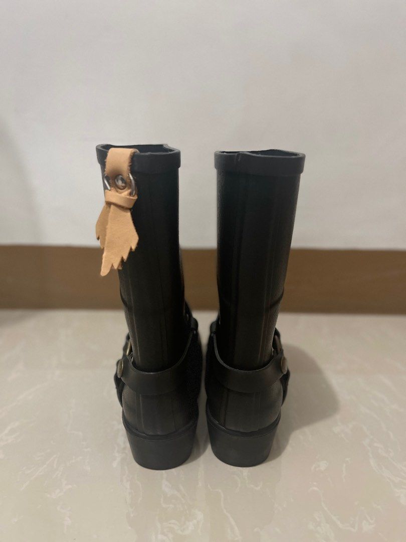 Black heeled rain boots new arrivals