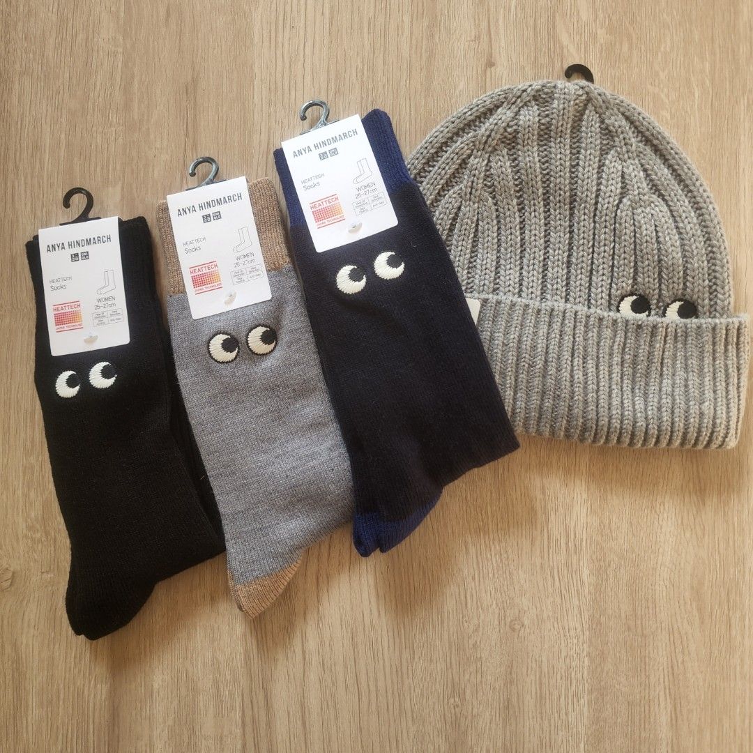Anya Hindmarch x uniqlo socks (sold) ，knitted beanie 帽, 名牌