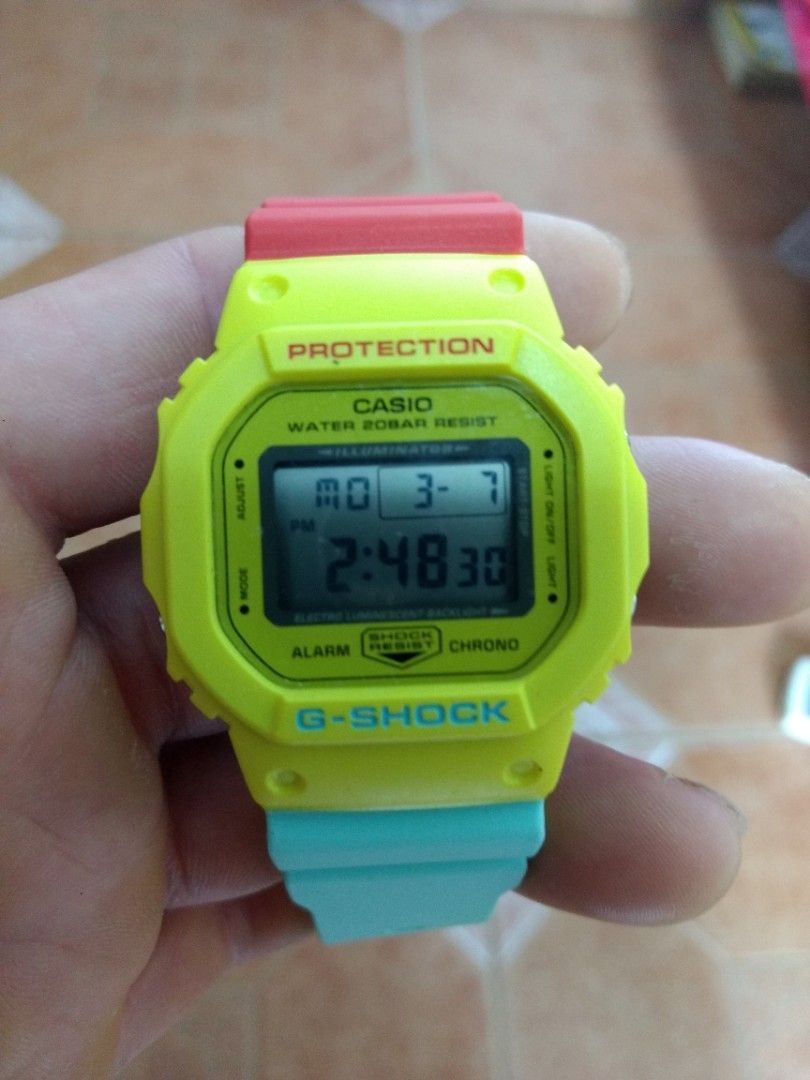 Authentic Casio gshock g shock DW5600CMA yellow turquoise blue