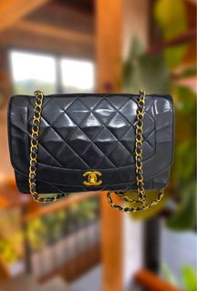 Vintage Chanel Small Diana Flap Bag Black Leather ref.572314