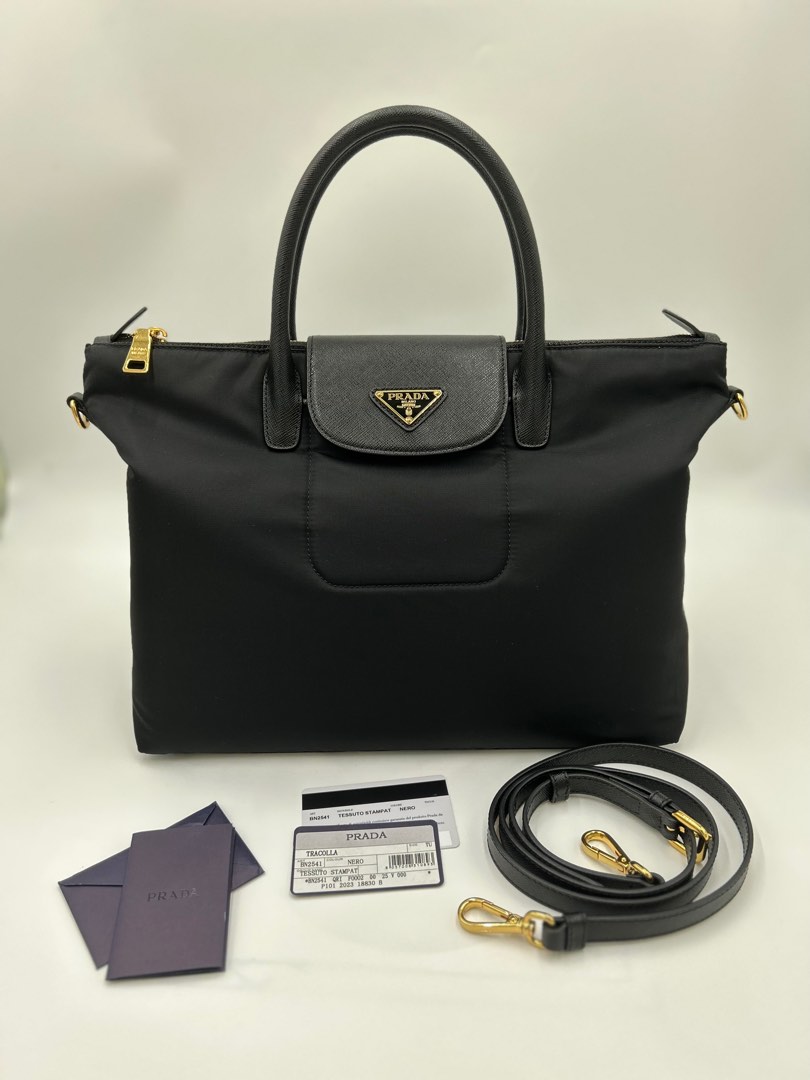 Authentic Prada Tracolla Nero Tessuto Stampat