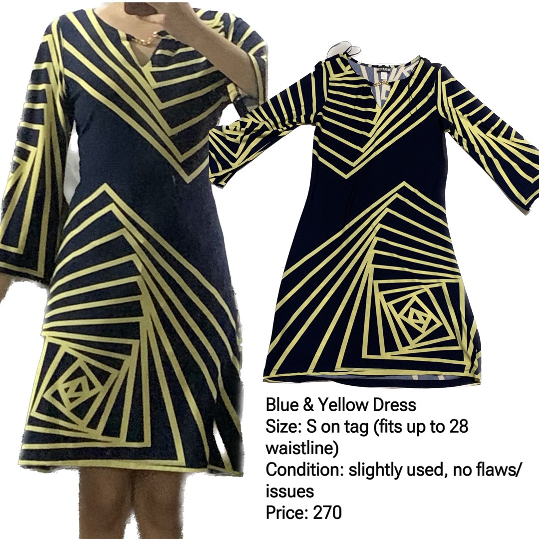 Blue and Yellow Dress, Women's Fashion, Dresses & Sets, Dresses on
