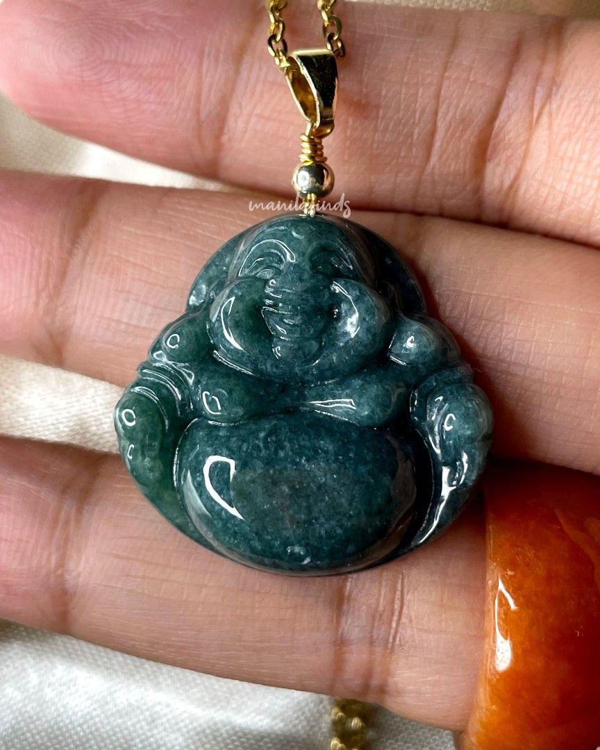 Blue water Jade Buddha pendant w/ certificate of authenticity Women #39 s