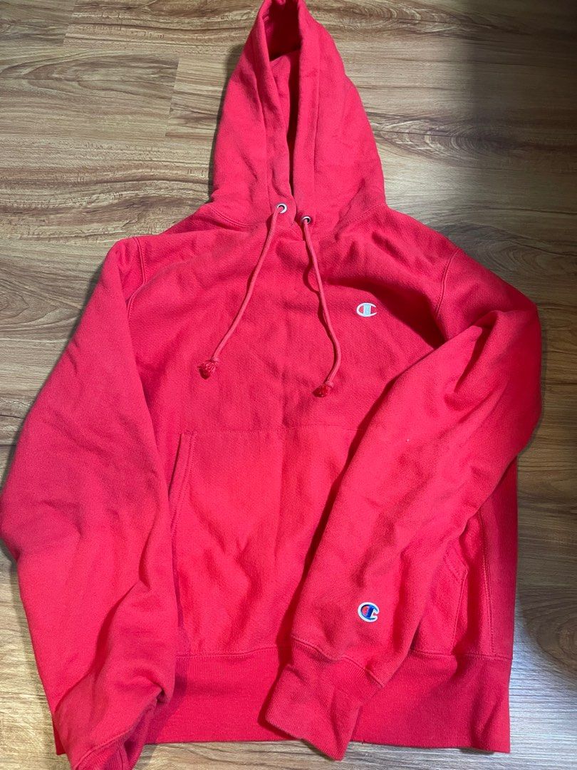 Red reverse on sale weave champion hoodie