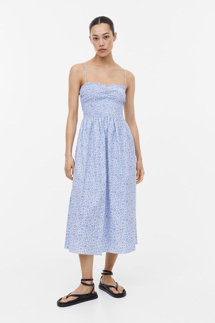 h&m blue dress floral A-Line Tulle Wedding Dresses with V-Neck and Spaghetti Straps