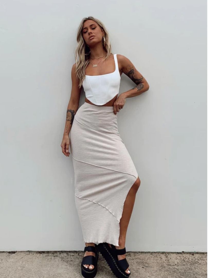white split maxi skirt