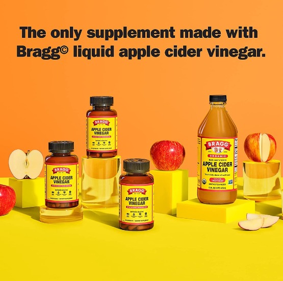 Bragg Apple Cider Vinegar Vitamin D3 & Zinc 750mg of Acetic Acid ACV