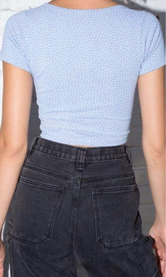 Brandy Melville blue Amara w flower top, Women's Fashion, Tops, Other Tops  on Carousell