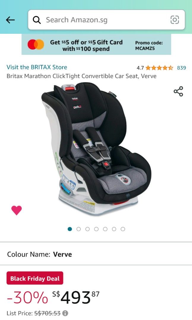 Britax Car Seat Marathon Clicktight Beautiful Children Kids Child Black White Grey Modern Design Lightly Used Like New Babies Kids Going Out Car Seats on Carousell