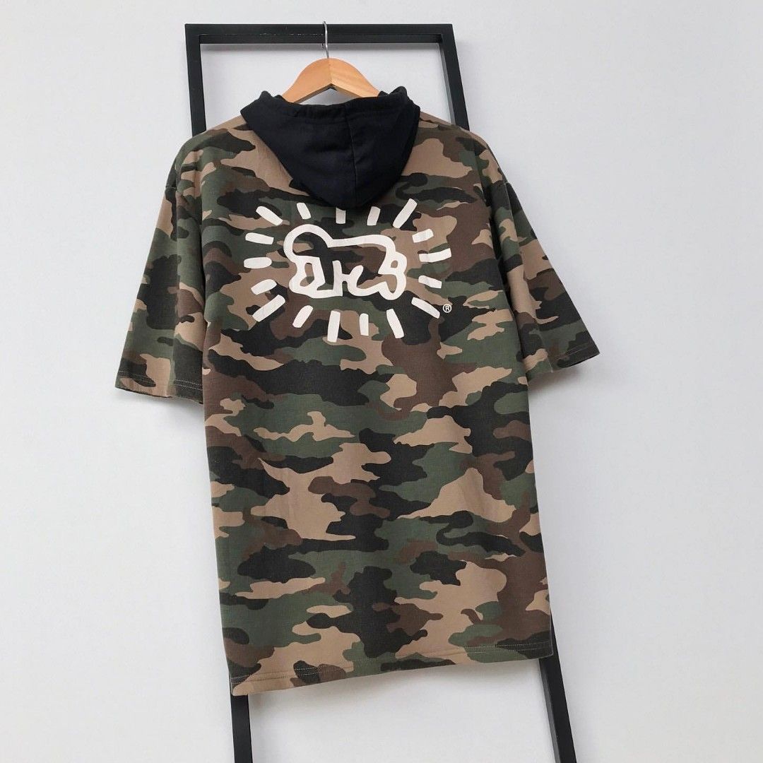 BROWNY x Keith Haring Original Camo Hoodie Lengan Pendek Motif