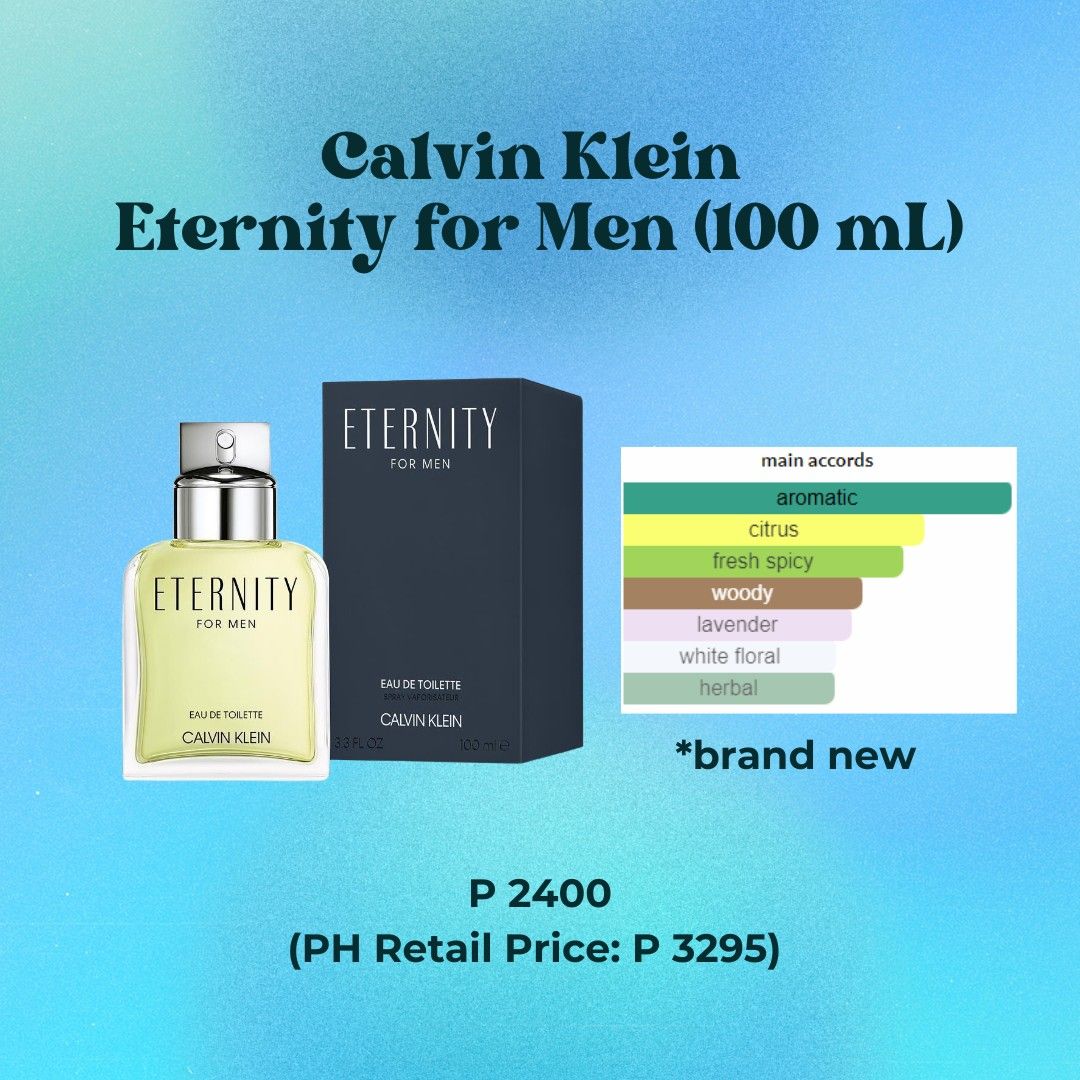Calvin Klein Eternity for Men EDT 100 mL, Beauty & Personal Care