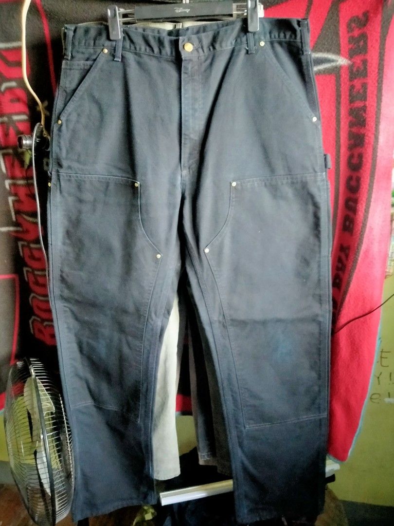 Vtg Carhartt Pants Double Front Green Work Jeans 35 x 27 Logger Carpenter