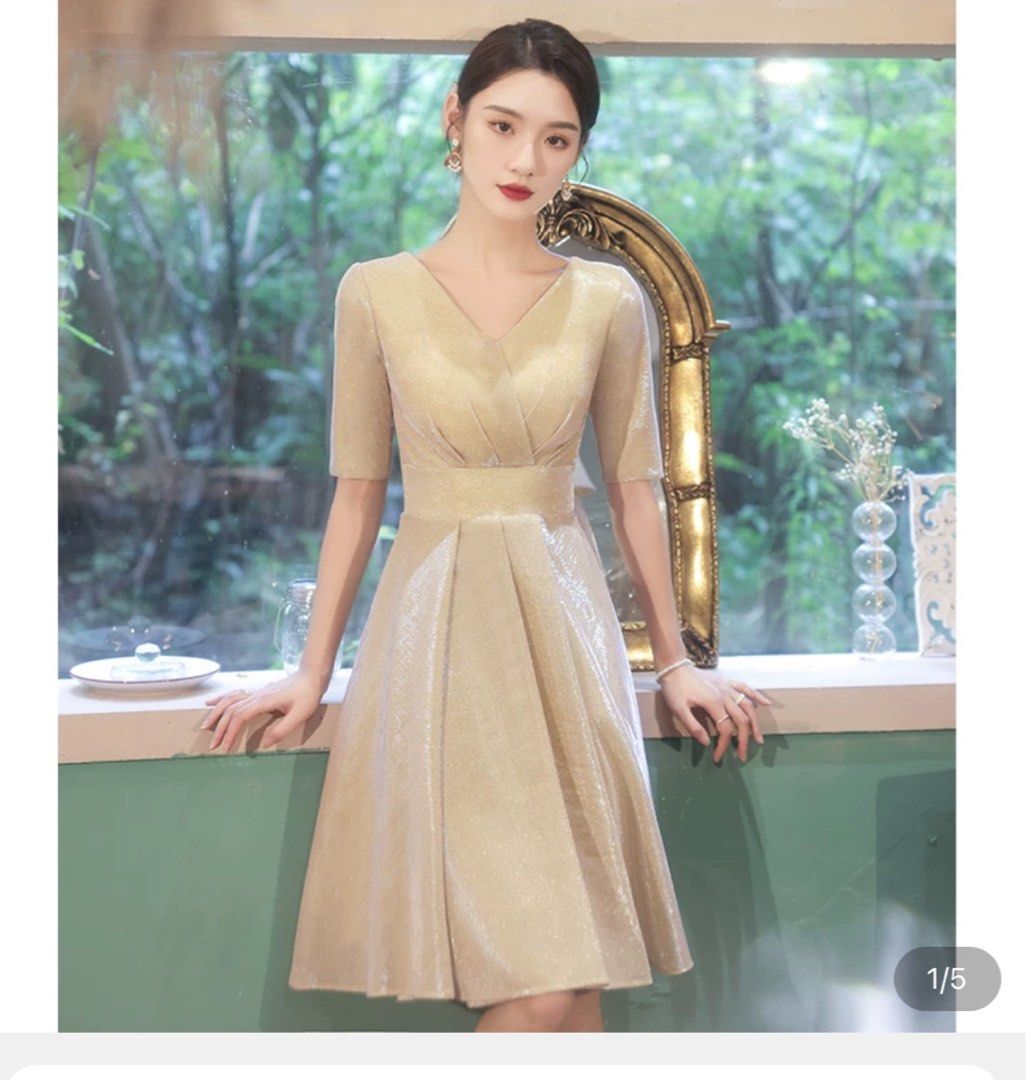 Champagne elegant dresses sales