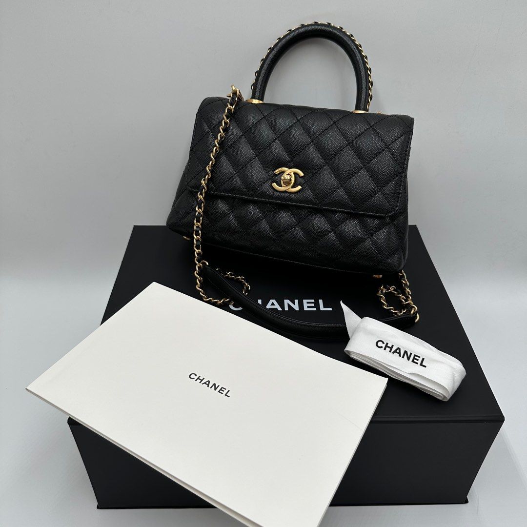 CHANEL COCO HANDLE SMALL 24CM BLACK CAVIAR RHW, Luxury, Bags & Wallets on  Carousell