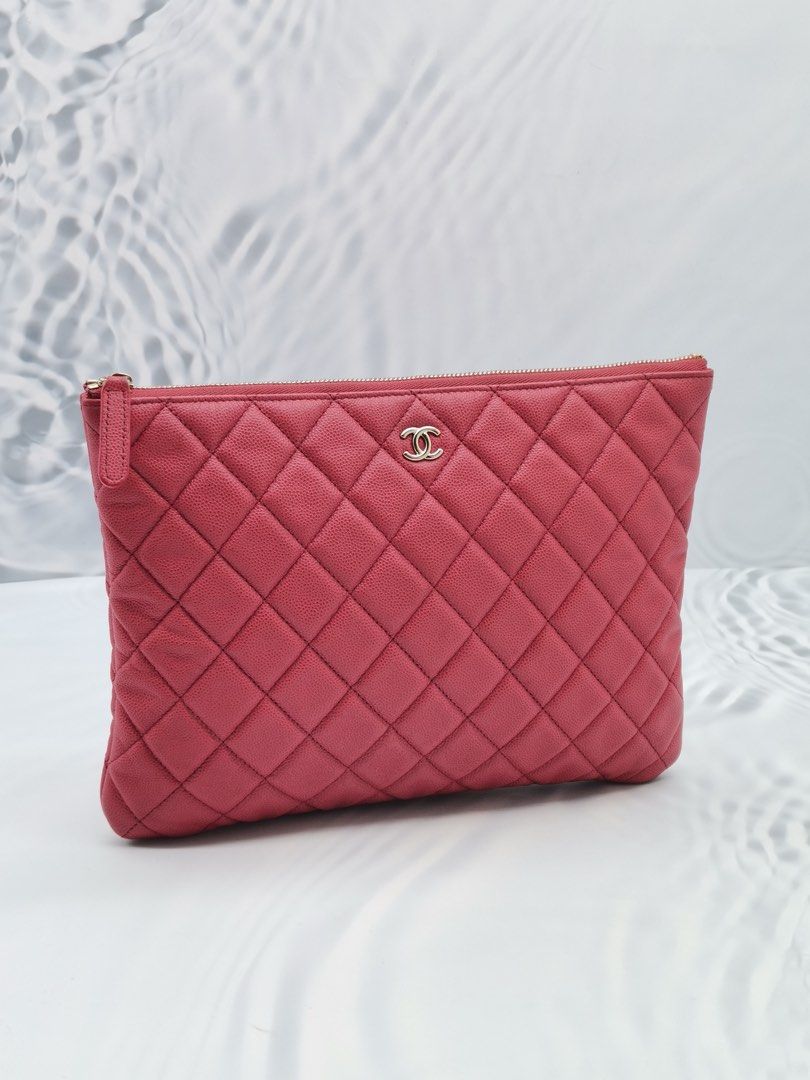 CHANEL O CASE MEDIUM CLUTCH WITH PINK CAVIAR LEATHER, Luxury, Bags