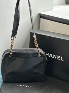 Chanel Vintage Black Caviar Triple CC Tote