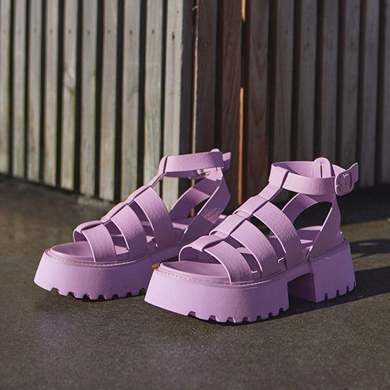 Purple platform sandals store