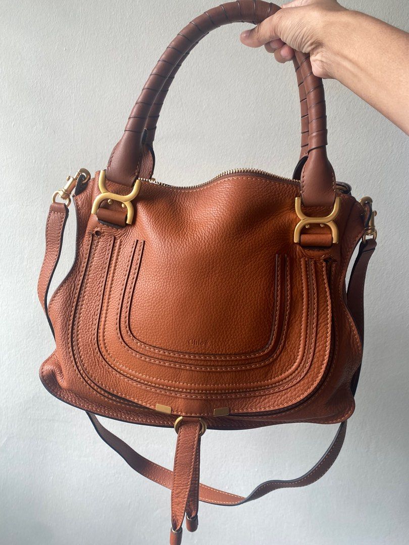 Chloe Marcie Double Carry Bag in Tan