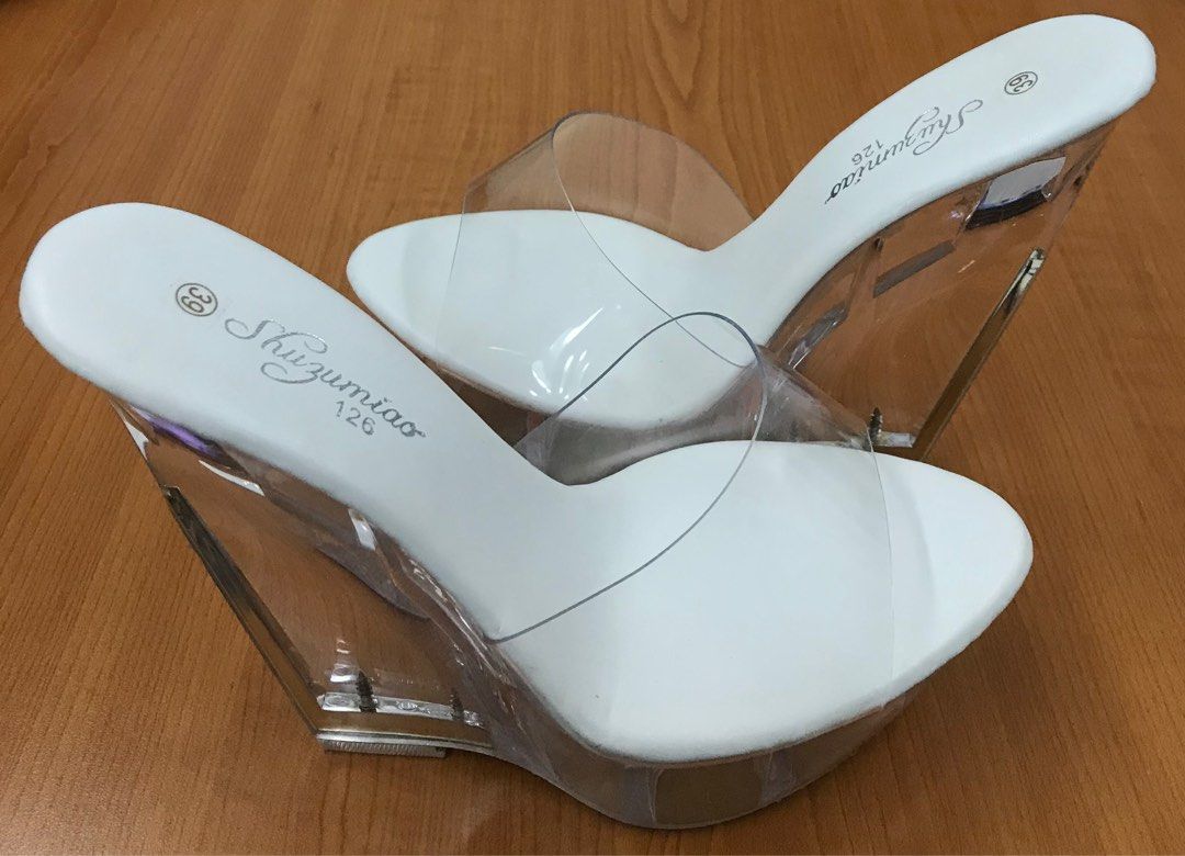 Clear plastic platform heels top