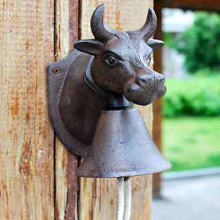 Cow Head Bell Welcome Door Bell Rustic Design Solid Cast Iron