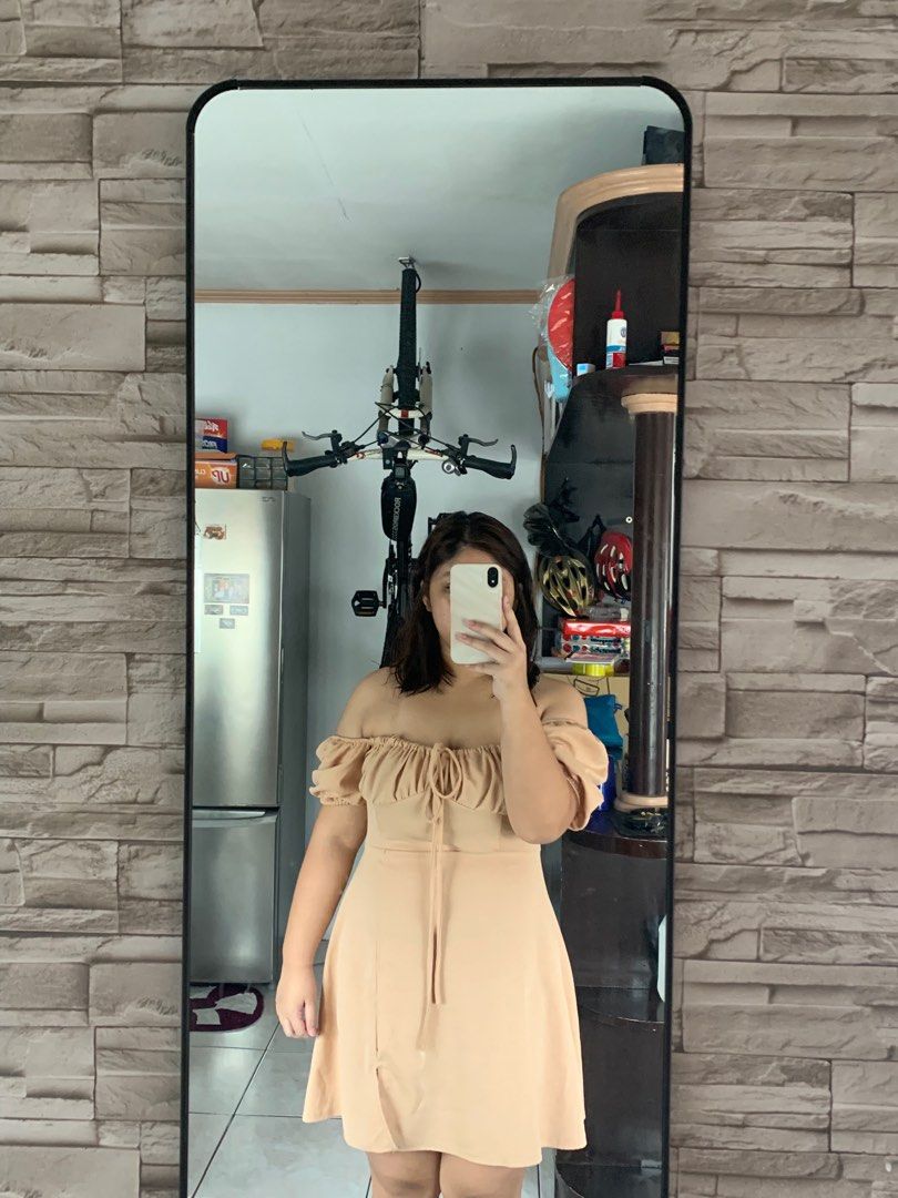 Cream Two Way Dress (Category: Dresses) located in Las Pinas. Submitted by l0vewave (Listing ID 1267441251, Image 2). Description: two way dress - can be off shoulders or not - slightly used - medium to xl frame price is negotiable.