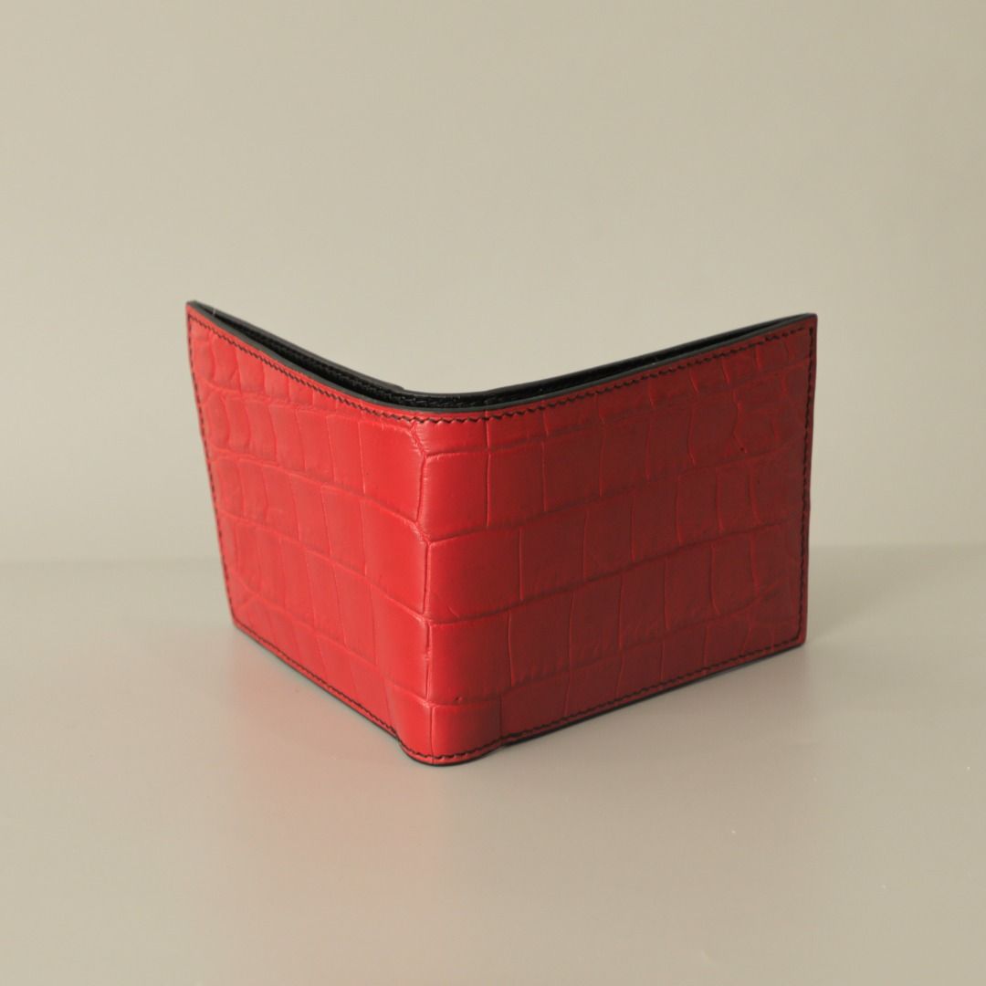 Custom Red Genuine Crocodile Leather Wallet