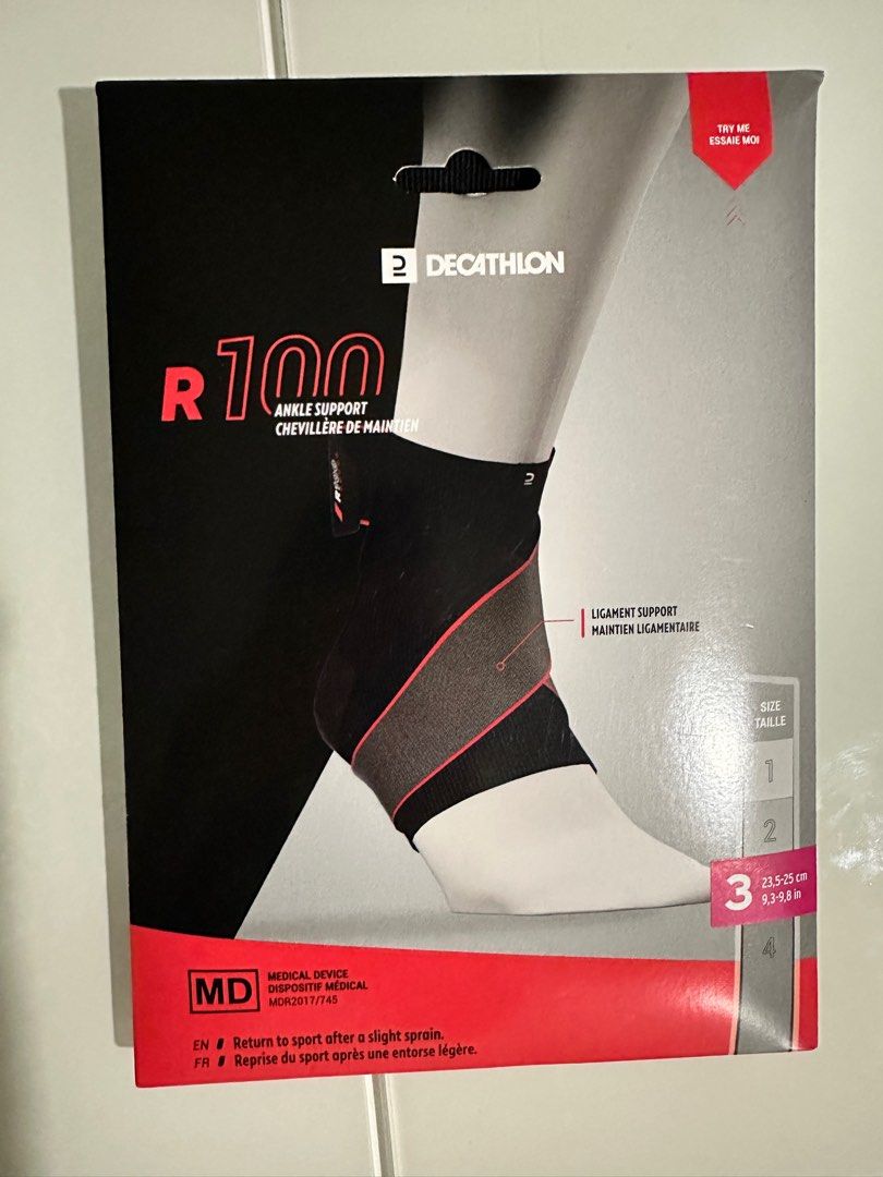 Decathlon Adjustable Ankle Support / Ankle Ligament Brace R100 Black