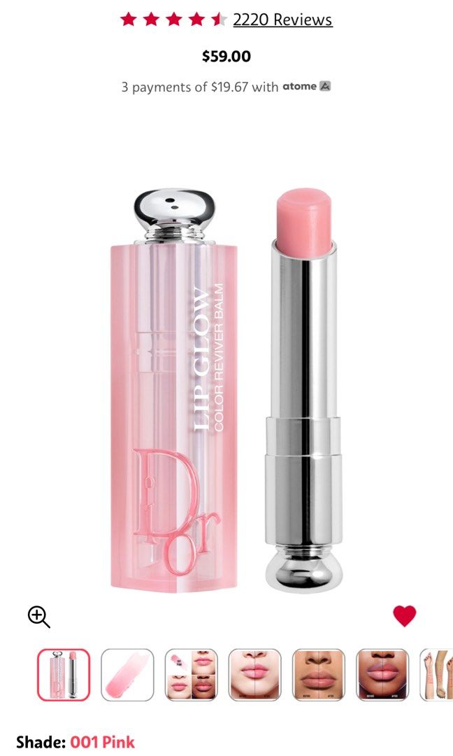 Dior lip glow balm 001 pink, Beauty & Personal Care, Face, Makeup on Carousell