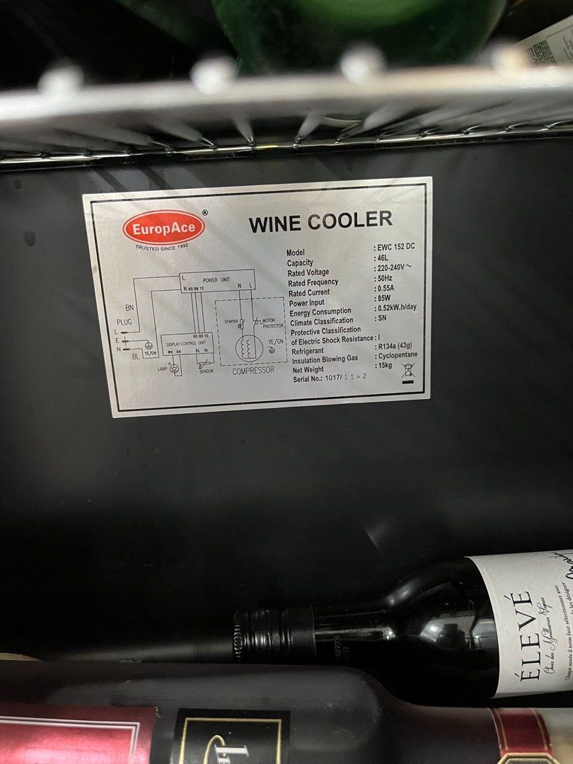 Europace Wine Cooler EWC152, TV & Home Appliances, Kitchen Appliances