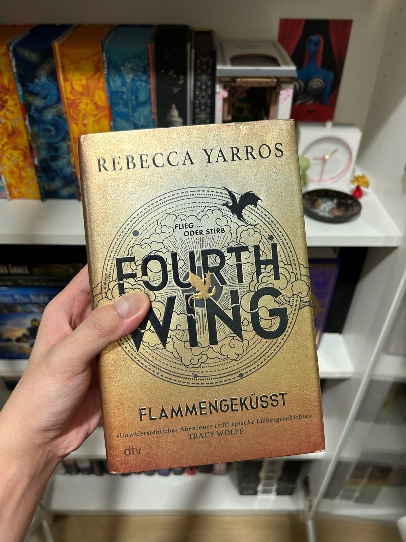Fourth Wing by Rebecca Yarros German first edition (Category: Storybooks) located in Mandaluyong City. Submitted by wheelermonfero (Listing ID 1267532914, Image 1). Description: German first edition of Fourth Wing by Rebecca Yarros. Brand new, never read. Has some minor flaws on the dust jacket, but otherwise in perfect condition. MoP is Gcash, Paymaya, or BDO..