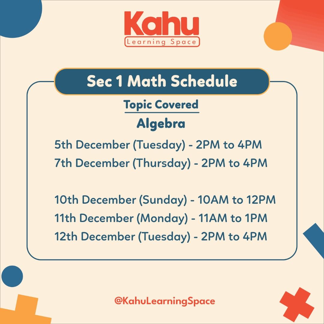 FREE 2024 Math HeadStart Program For Secondary 1 to 3