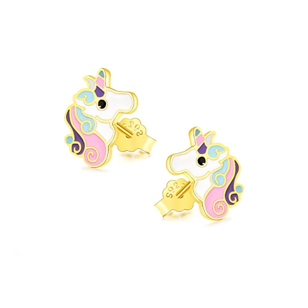 Real gold unicorn earrings shop